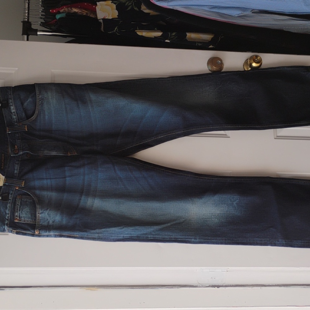 New NUDIE JEANS Blue Stone Wash Straight Leg Jeans